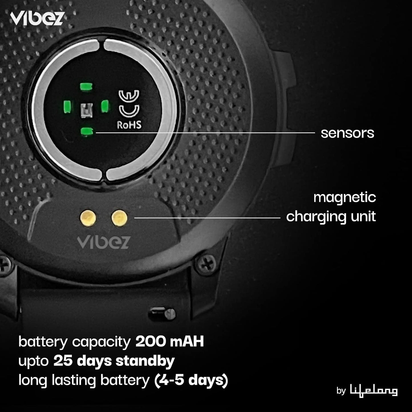 Vibez by Lifelong Haile Smartwatch For Men with HD Display|24x7 Heart Rate & Blood Oxygen Tracking|24 Sports Mode|Sleep Monitor|IP67 Waterproof|7 days Battery Backup (VBSWM1008, 1 Year Manufacturer Warranty, Grey)