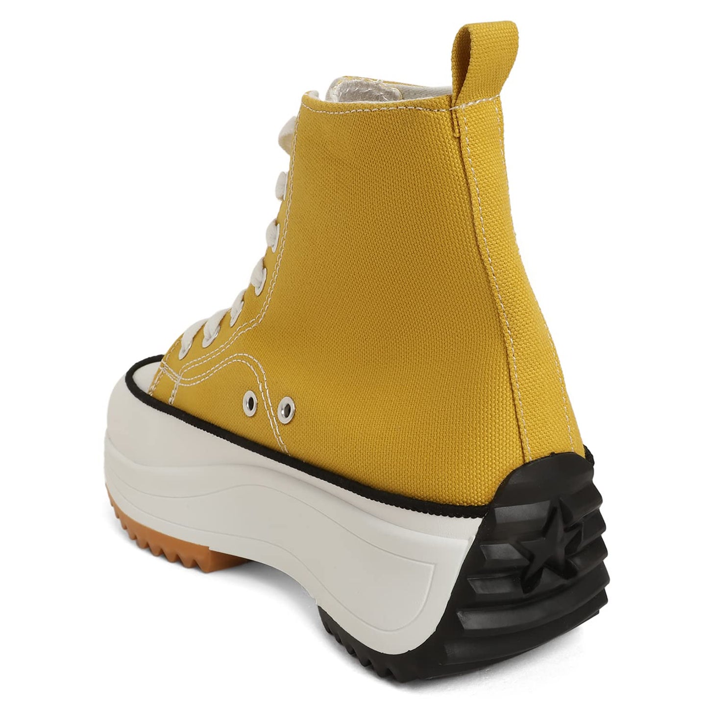 MOZAFIA Women Canvas Stylish Lace up Hike Casual Sneakers Mustard