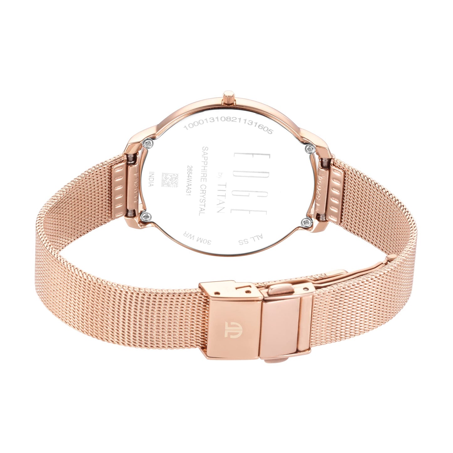 EDGE Titan Women Silver Rose Gold Quartz Analog Dial Stainless Steel Strap Watch - NT2654WM01
