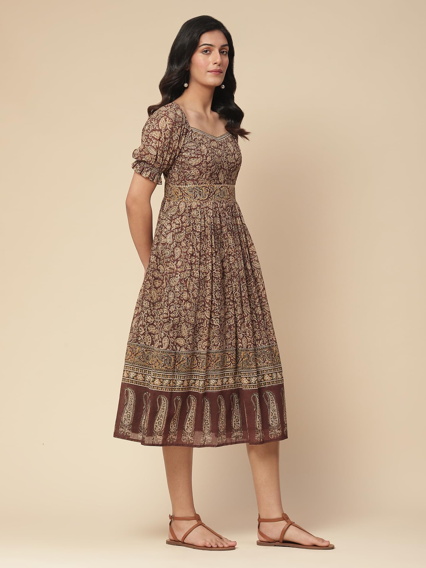 Aarke Ritu Kumar Brown Paisley Print Long Dress