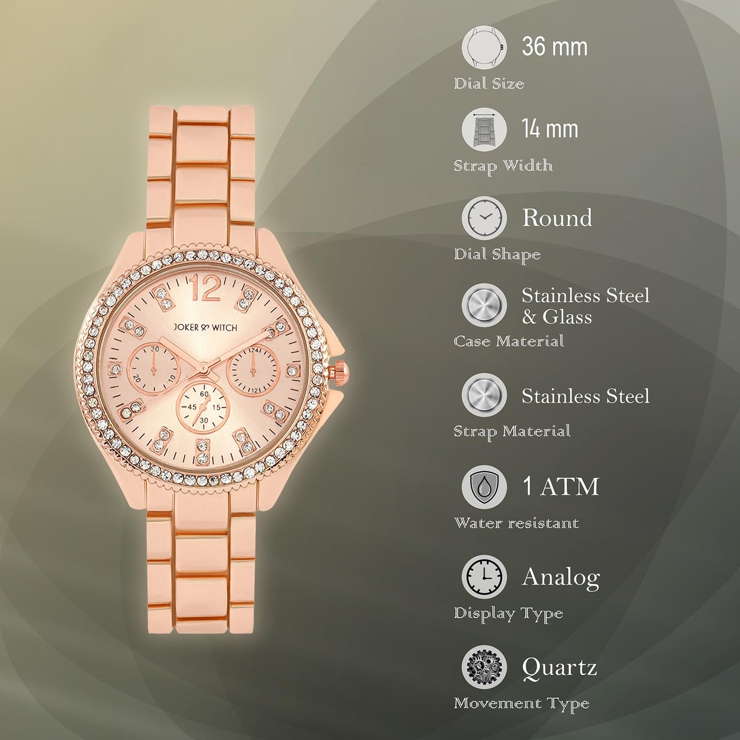 Joker & Witch Reina Rose Gold Metal Alloy Analogue Watch for Women