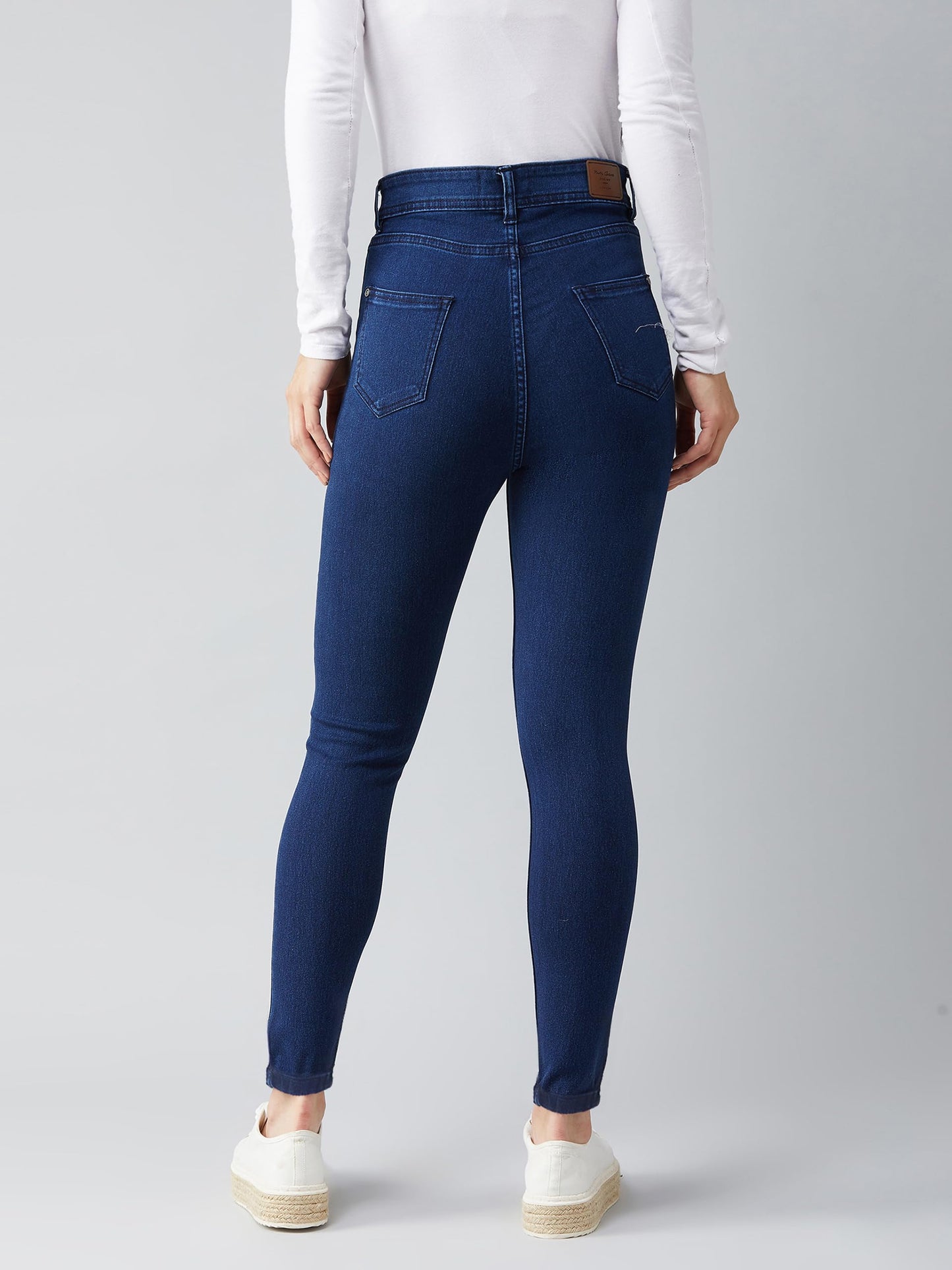 Dolce Crudo Women's Skinny Fit High Rise Regular Length Stretchable Denim Jeans (DOAW18DEN02-79-354-36, Prussian Blue, 36)