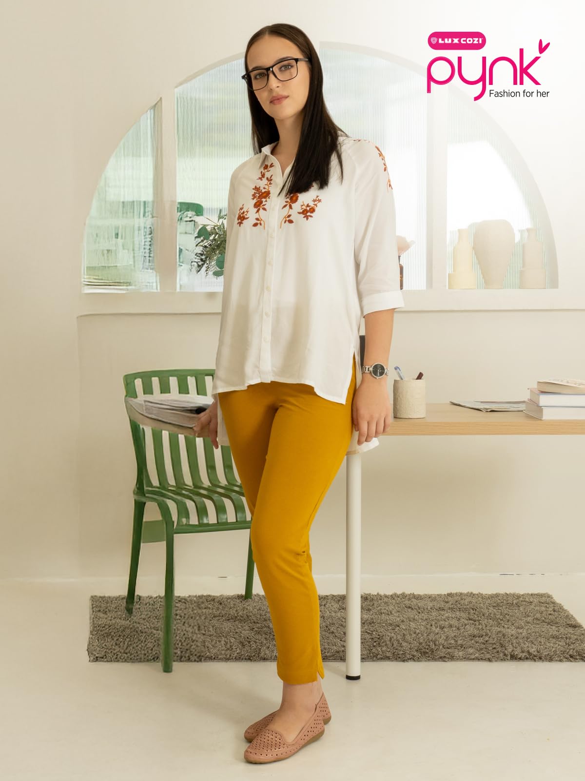 Lux Cozi PYNK Women's Solid Premium Cotton Lycra Kurtipant with Side Pocket_COZI_PYNK_KURTIPANT_04_FS_1PC