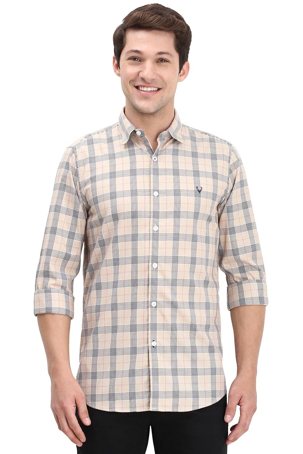 Allen Solly Men's Slim Fit Shirt (ASSFQMOB092111_Beige