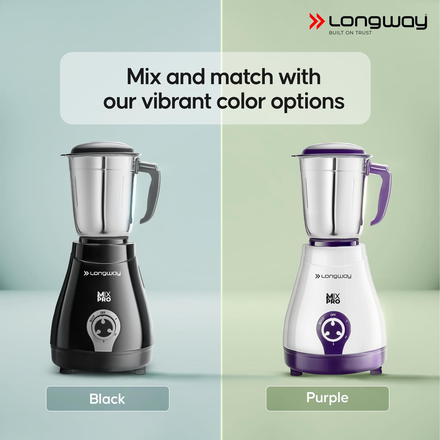 Longway Mix Pro 550 Watt Mixer Grinder with 4 Jars for Grinding, Mixing, Blending, Juicing with Powerful Motor (Black & Gray,4 Jars)