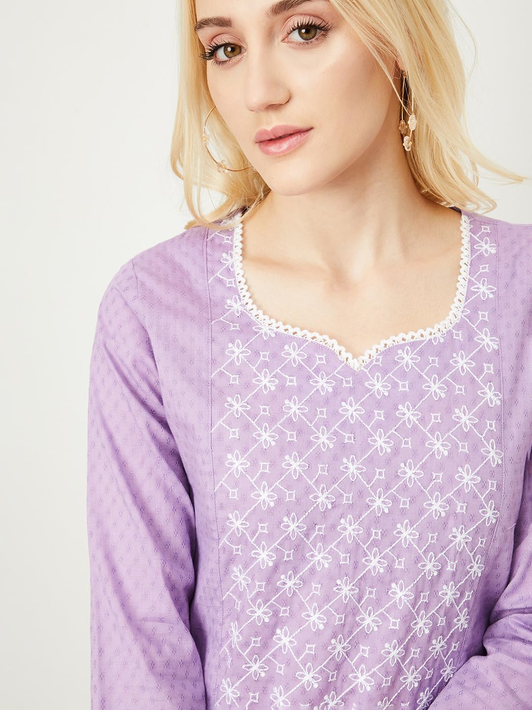 Max Women's Cotton Blend Regular Fit Kurta (MAEKSU24KI_Purple_M