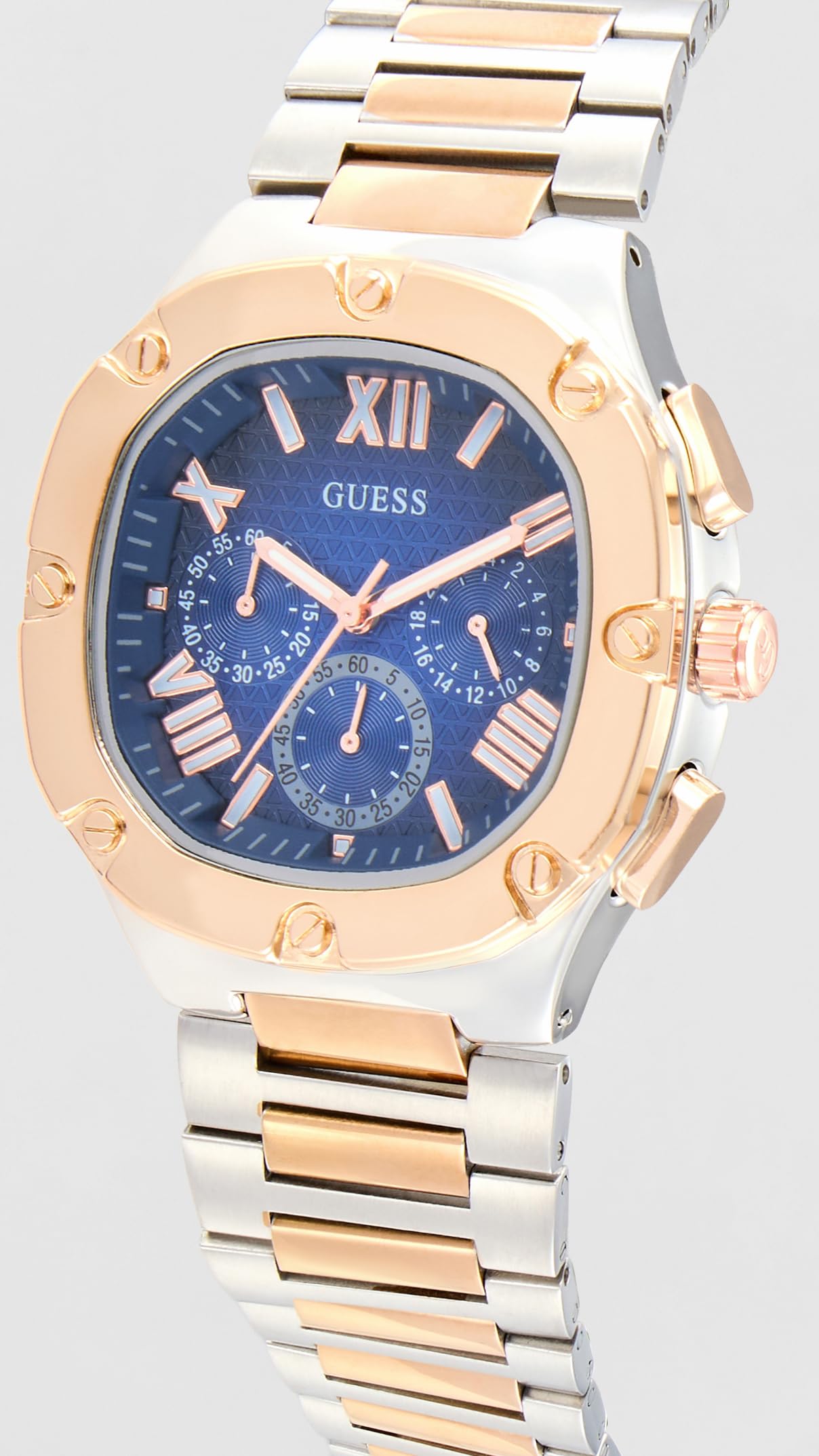 GUESS Men Blue Square Stainless Steel Dial Analog Watch- GW0572G4