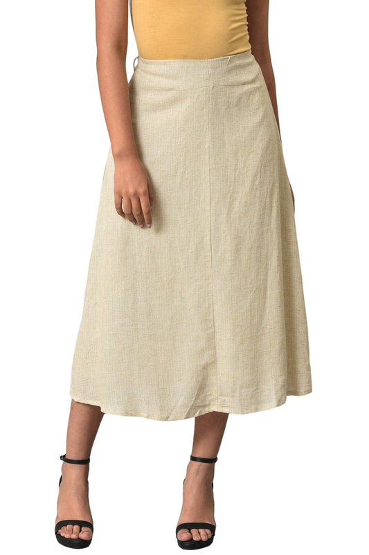 W for Woman Ecru A-line Stripe Printed Skirt_22AUW62139-830047_M