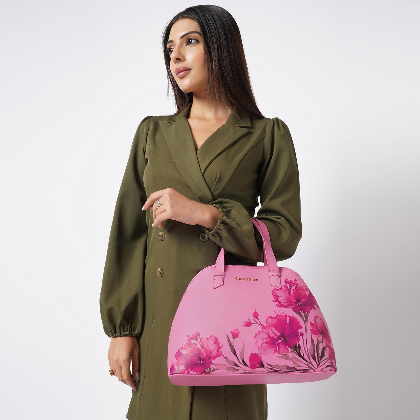 Caprese Chloe Satchel Medium Violet Bag for Women|Adjustable & Detachable Strap - Versatile Shoulder, Crossbody & Handheld Bag for Work, Travel, and Everyday Use - Spacious with Multiple Compartments