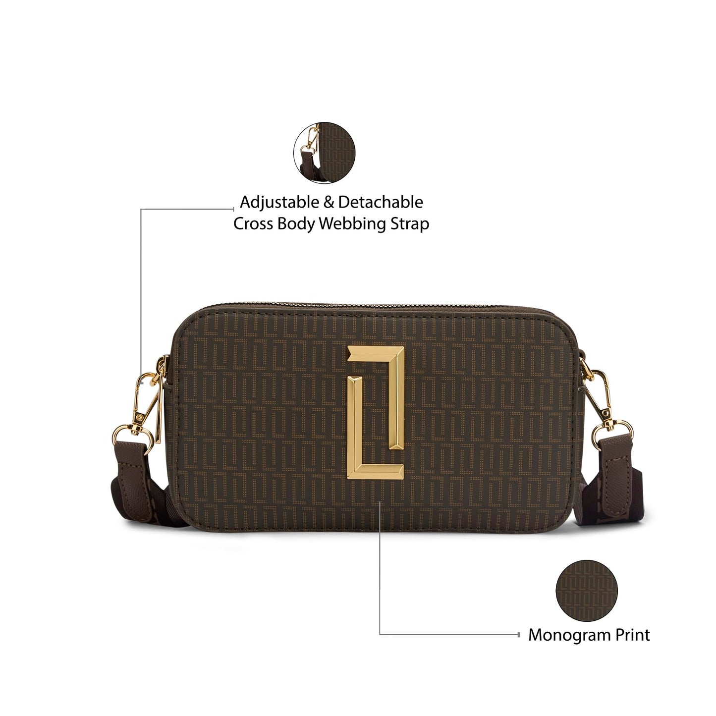 Lavie Luxe Women's Mono Fenny Crossbody Sling Bag | Ladies Purse Handbag | Gift for Women