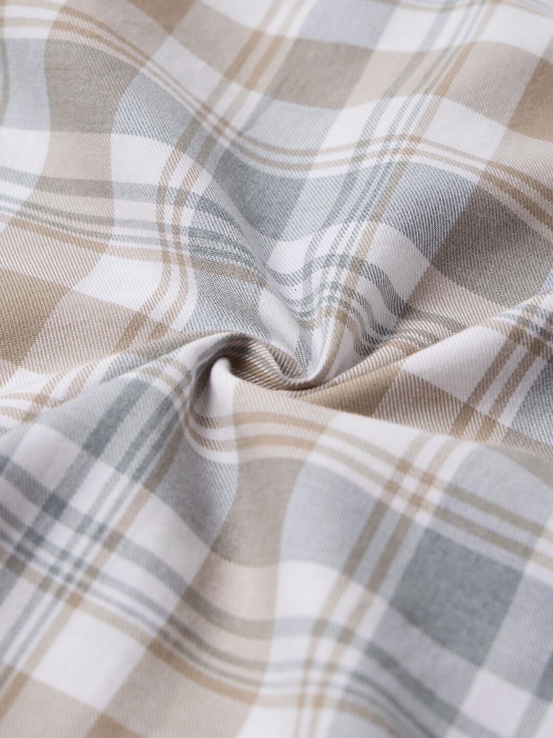 The Souled Store Plaid Shirt: Butternut Men and Boys Long Sleeve Spread Collar White and Beige Plaid Cotton Blend Lightweight Easy to Style Everyday Office Wear Casual Relaxed Shirt