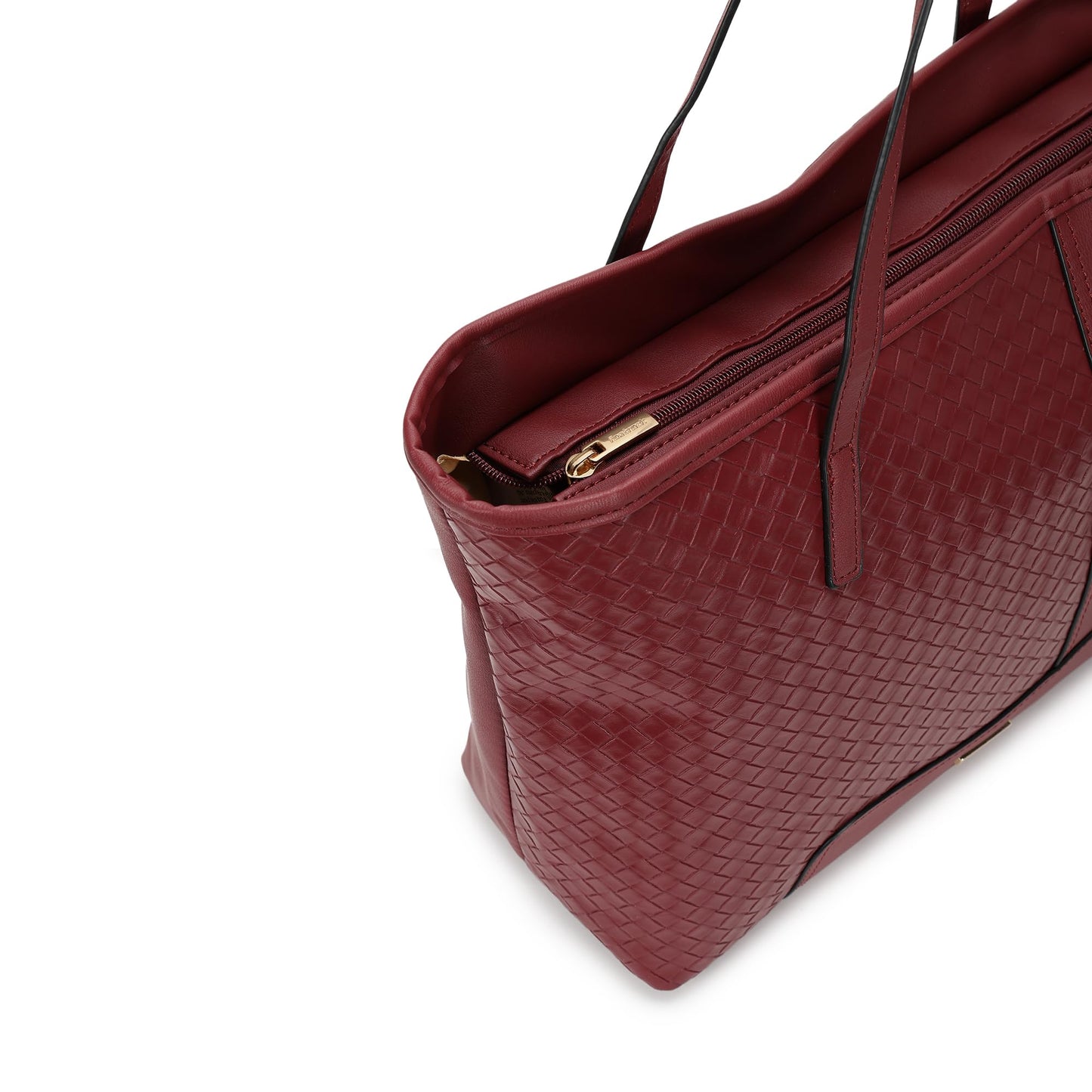 Fastrack Textured Quilted Weaving Tote Bag For Women | Fits Upto 15" Laptop | Trendy Faux Leather Tote With Zip Closure and Comfy Shoulder Straps | Spacious Handbag With Inner Pockets