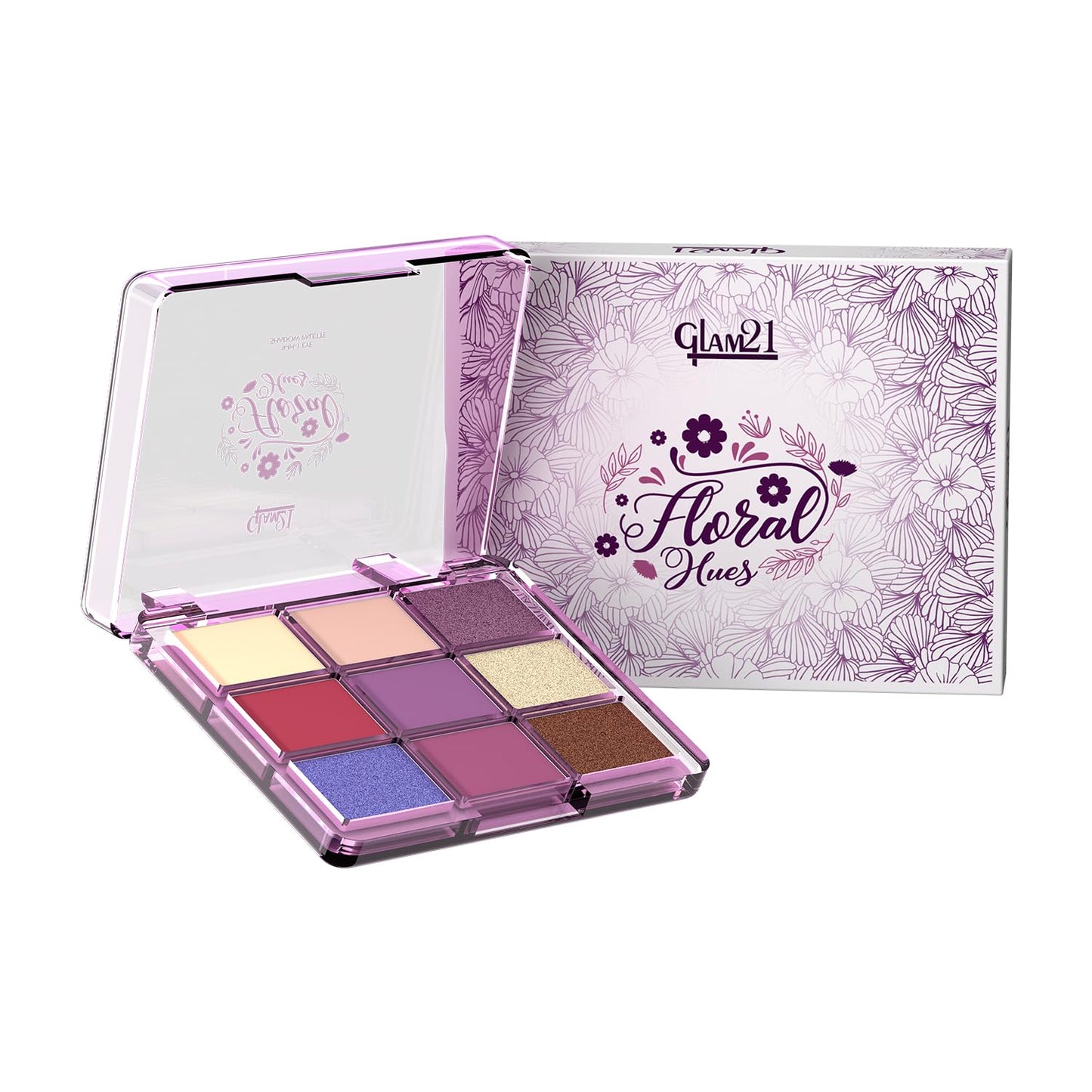 Glam21 Floral Hues 9 In 1 Eyeshadow Palette | Highly Pigmented | Easy To Carry | Super-Blendable | Mix of Matte and Shimmers Smudge-Proof (7.2 gm) | 03- Tulip