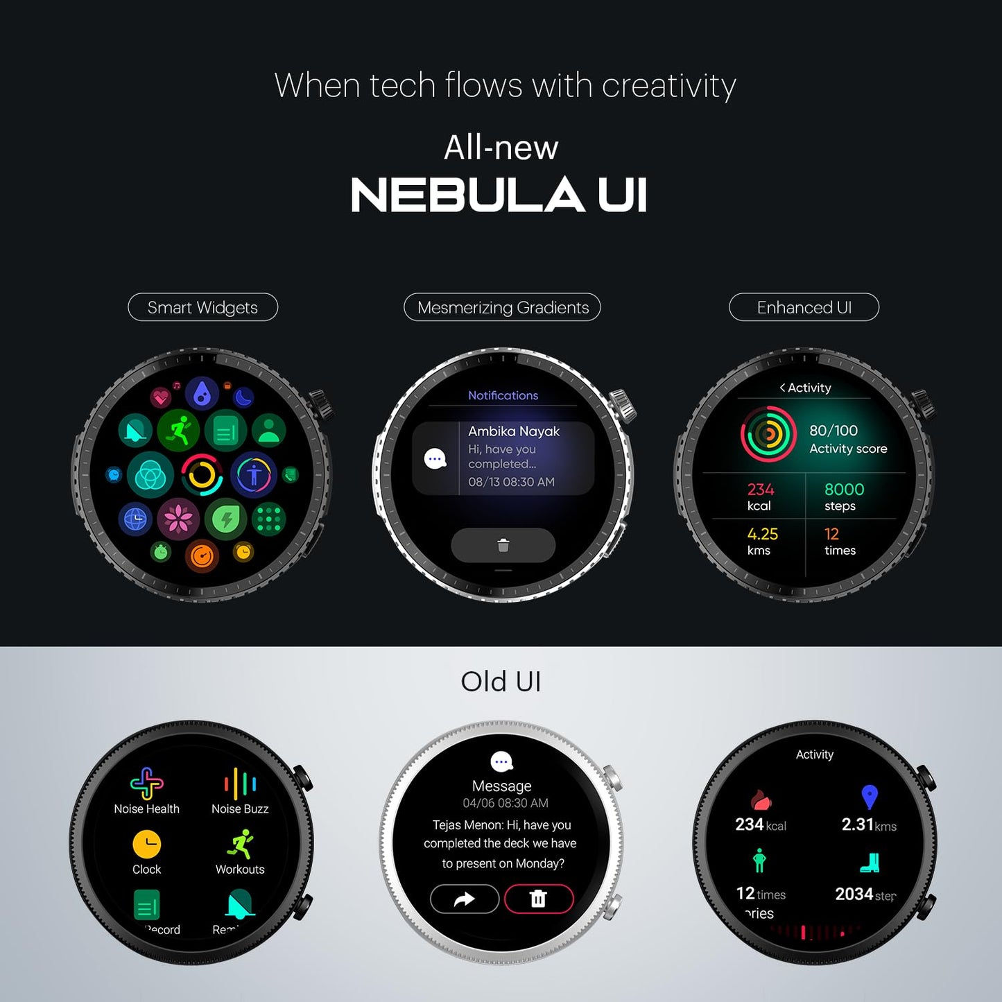 Noise Origin Smart Watch Smoothest UI Experience (New Nebula UI) & EN 1 Processor, 1.46” ApexVision AMOLED Display, Stainless Steel, Contour-Cut Design, Fitness Age, Fast Charging (Midnight Black)