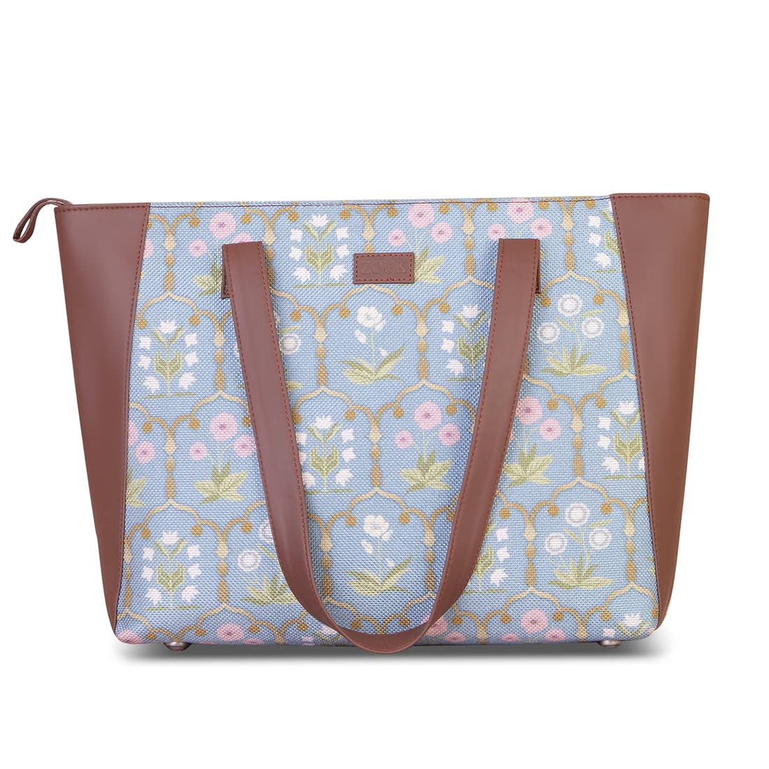 ZOUK Women's Handcrafted Blue Side Tote Bag and Handbag for Office and College