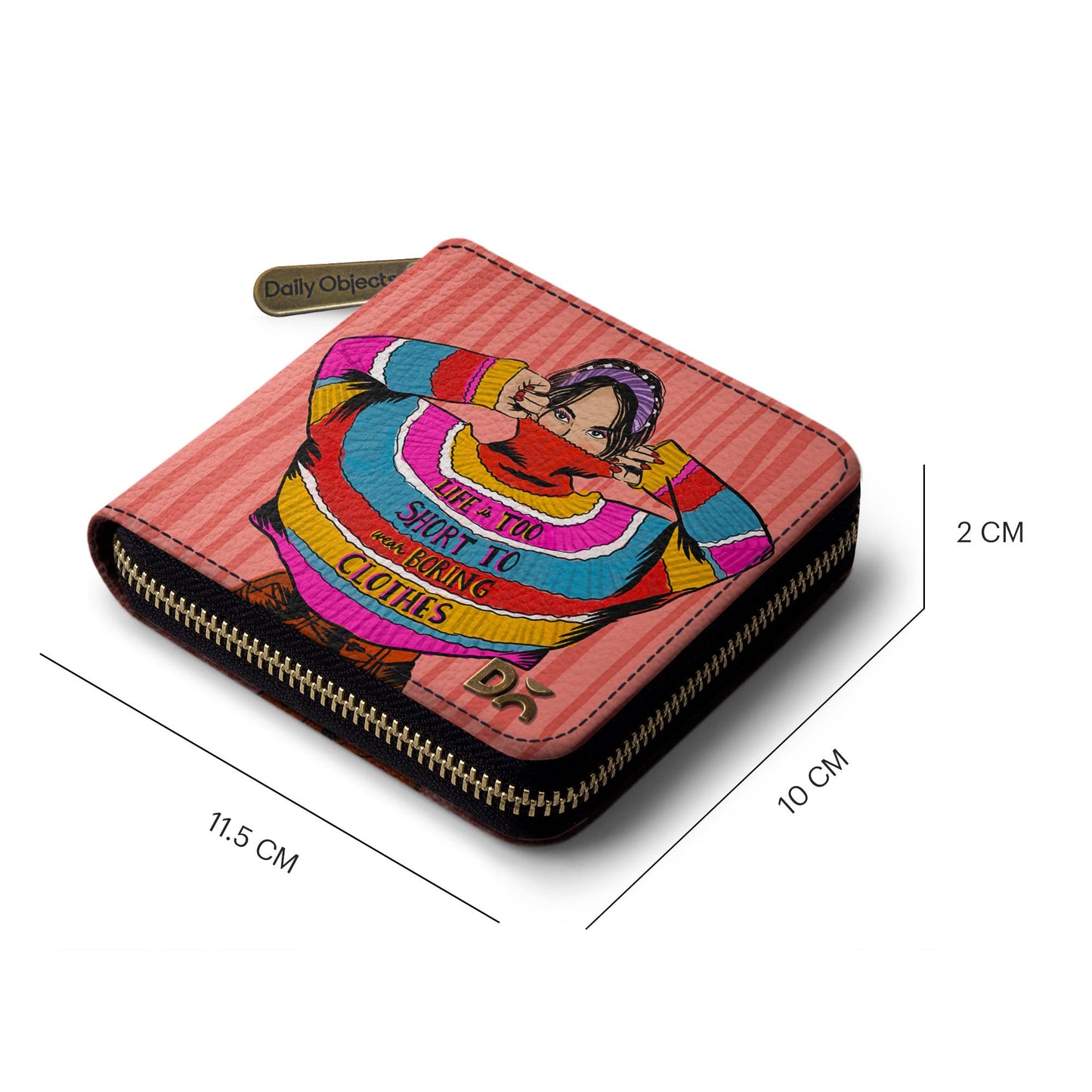 DailyObjects Colourblock Jumper Women's Zip Wallet | Vegan Leather - Holds up to 8 Cards - Slim and Easy to Fit in Pocket -Coin Pocket with Button Closure- Multicolour - Set of 2 (Combo)