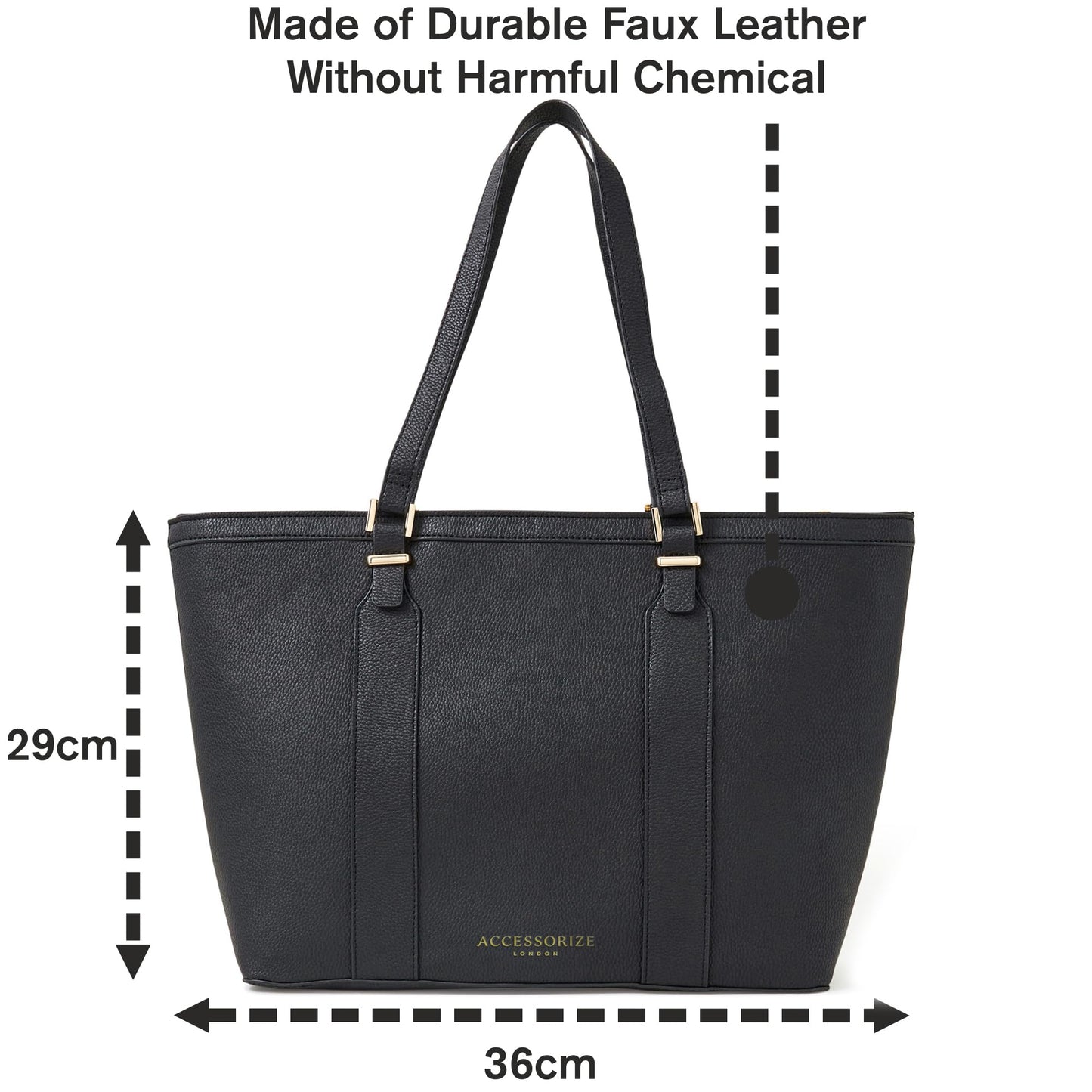 Accessorize London Women's Black Large Structured Laptop Tote for office use | Bags for women | Ladies Purse Handbag| Tote Bags for Women For Office Use, Work