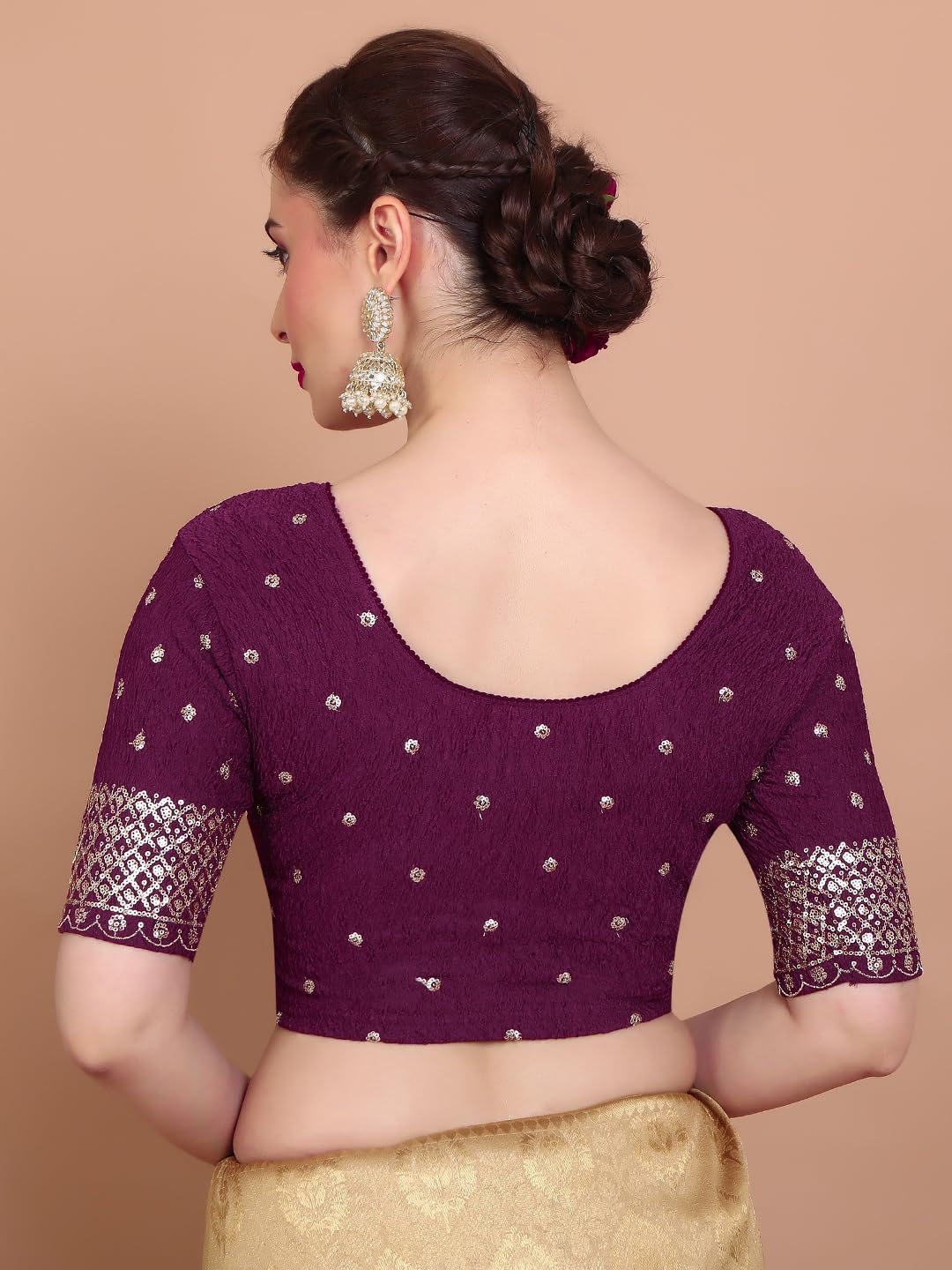 SALWAR STUDIO Wine Strechable Non Padded Readymade Blouse