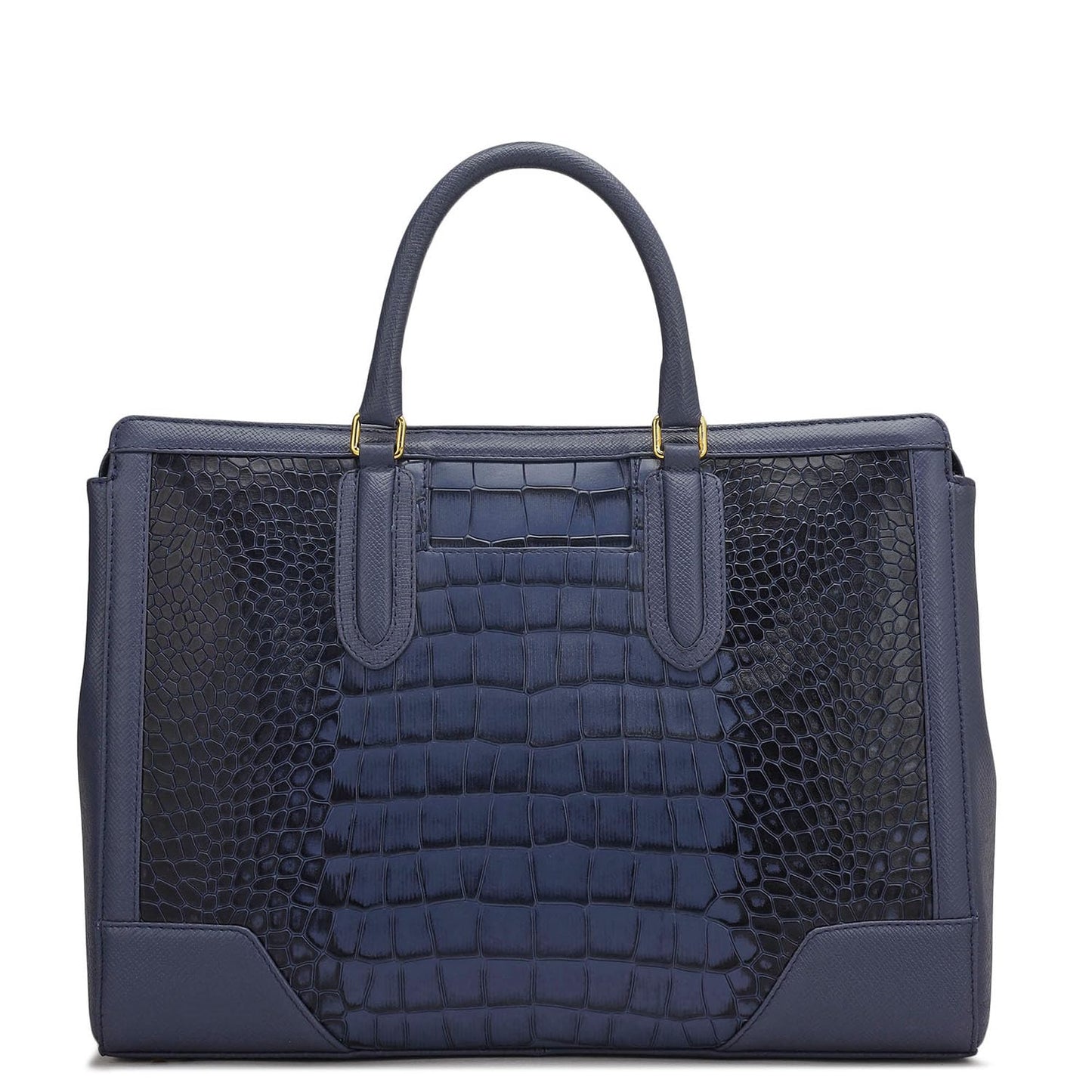 Da Milano Leather Satchel Bag for Women - Blue