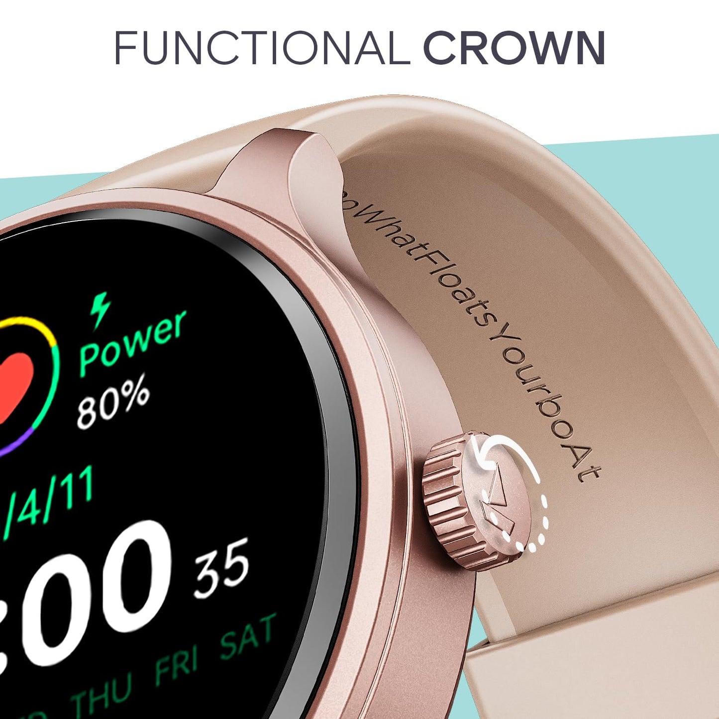 Boat Lunar Discovery Neo, 1.39" (3.5 cm) Round HD Display, Premium Metallic Finish, Animated Watchfaces, 100+ Sports Mode, Bluetooth Calling, Smart Watch for Men & Women (Cherry Blossom)