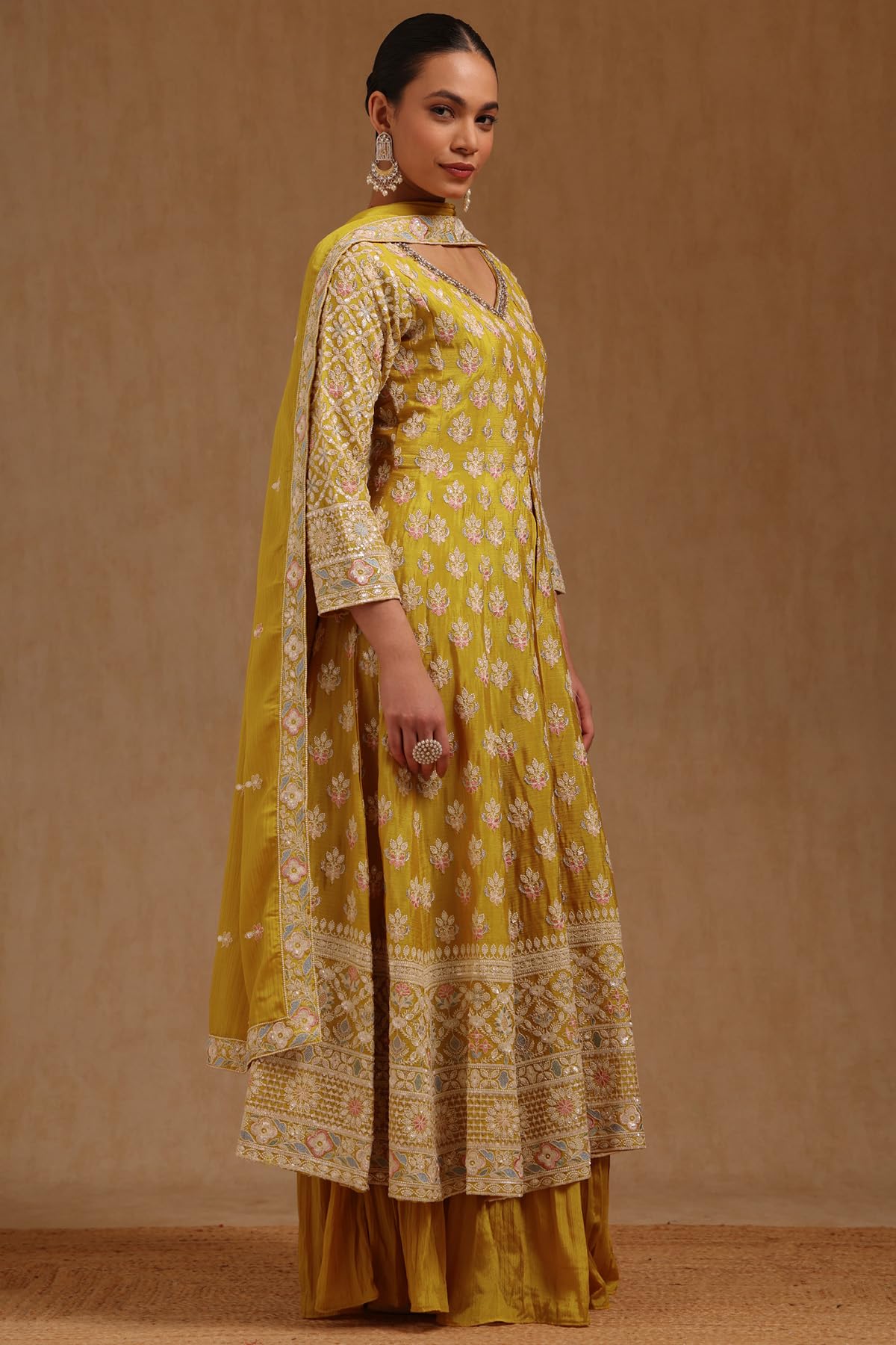 Soch Women's Chinon Salwar Suit Set (OWS5CD21612_Mustard