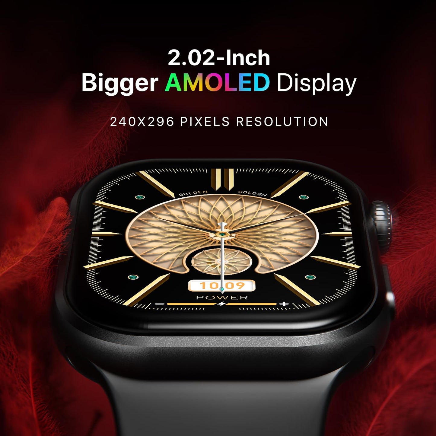 Fire-Boltt Brillia Smart Watch 2.02” Super AMOLED Display, Bluetooth Calling, SpO2, Heart Rate Monitor, 120+ Sports Modes, Fitness Tracker, Voice Assistant, Smart Watch for Man & Women– Black