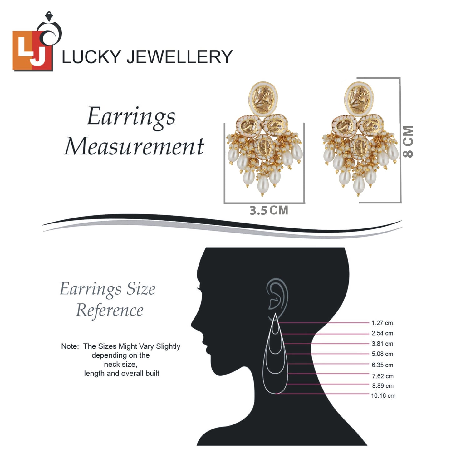 Lucky Jewellery Back Meenakari 18k Gold Plated White Color Set with Earring and Mang Tika Combo Uncut Big Faux Kundan Choker Necklace set (2415-J5SK-1815-W)