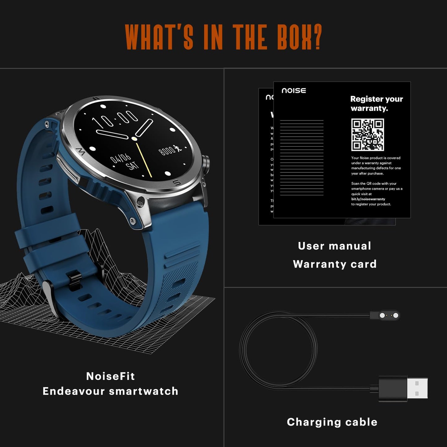 Newly Launched Noise Endeavour Rugged Design 1.46" AMOLED Display Smart Watch, BT Calling, SoS Feature, Rapid Health & 100+ Sports Modes- (Fiery Orange)