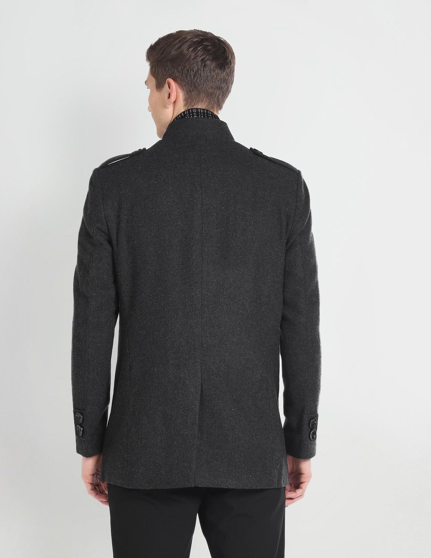 Arrow Wool Men's Standard Length Trench Coat (ASAGJK4797_Charcoal, 2XL