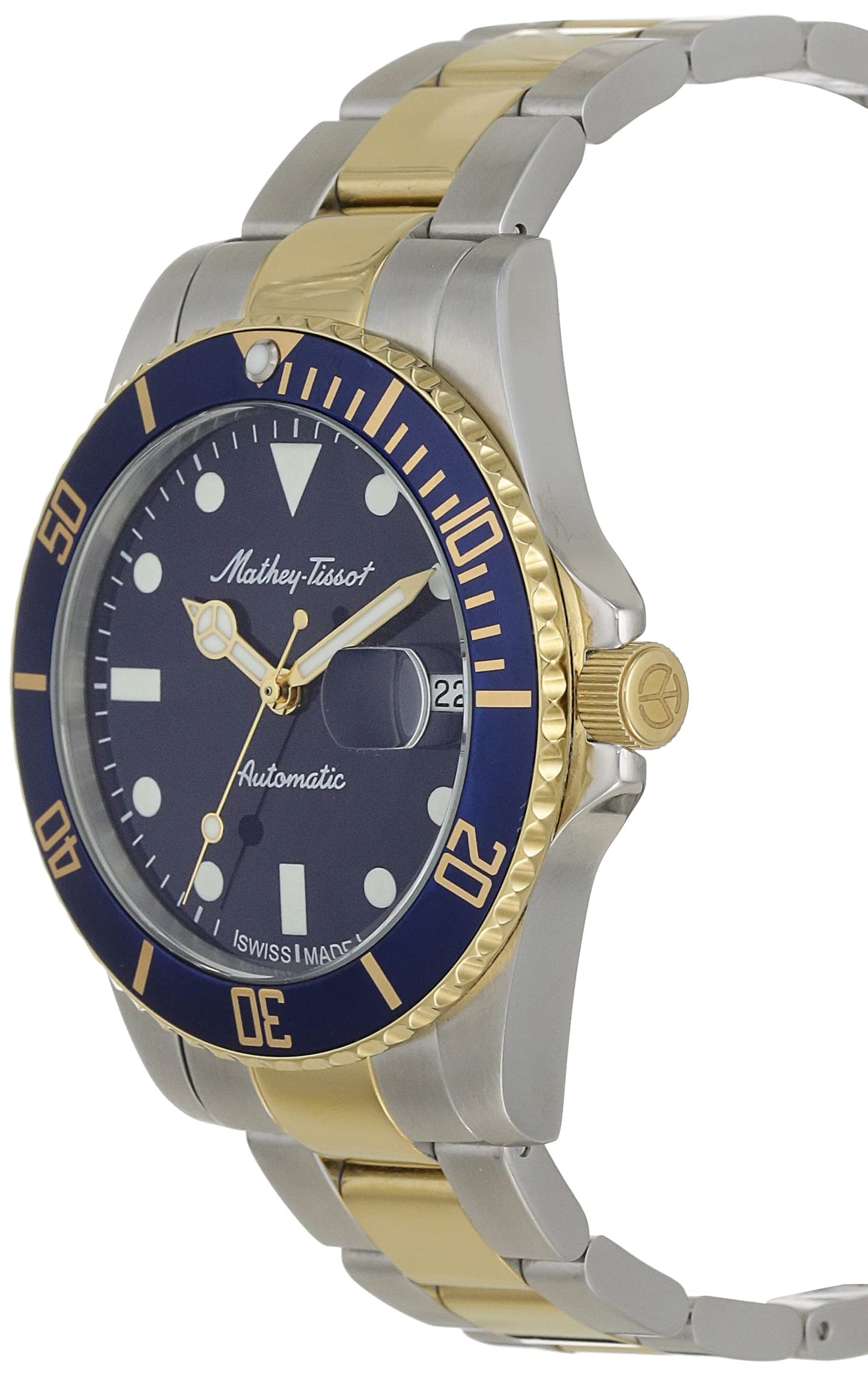 Mathey-Tissot Stainless Steel Swiss Made Automatic Vintage Analog Blue Dial Men's Watch - H901Atbbu