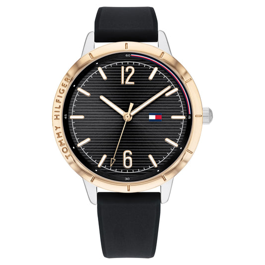 Tommy Hilfiger Quartz Black Dial Silicone Strap Watch for Women