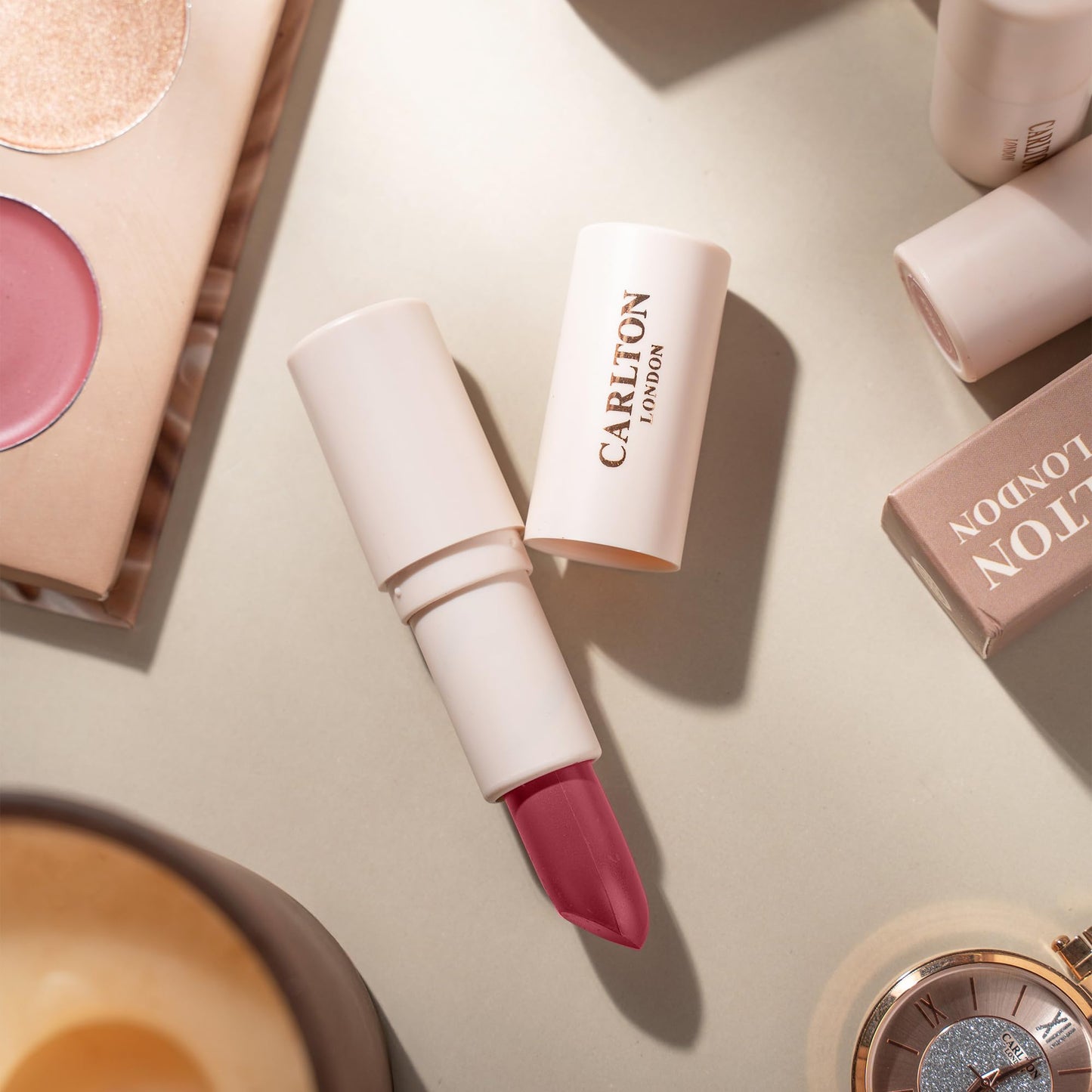 Carlton London Velvet Satin Glitterati Bullet Long Stay Lipstick |Enriched with Vitamin E, Castor oil | Intense Colour, Moisturised Lips, Smooth & Light |Upto 8 hrs - 4Gm. (Dirty Peach)