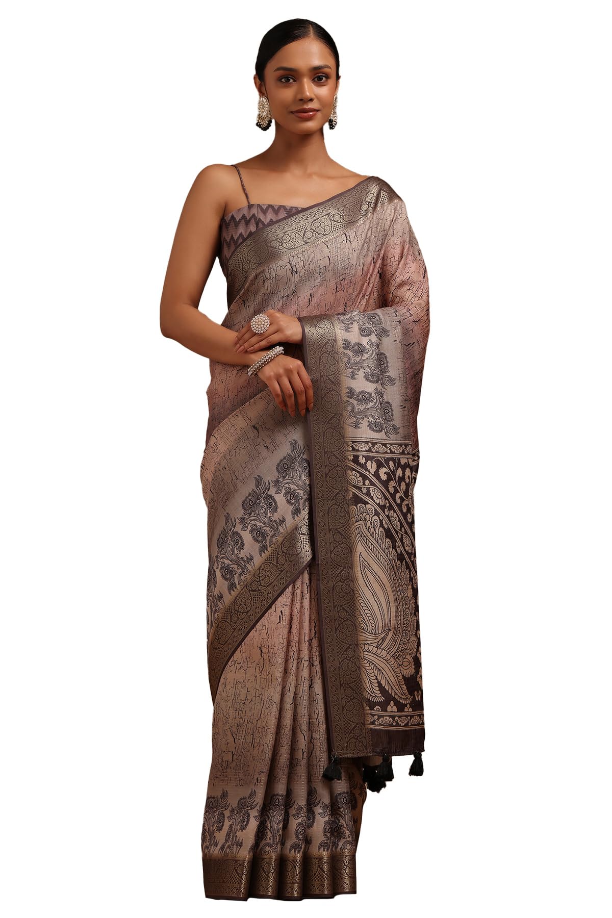 Soch Womens Tussar Abstract Print Saree