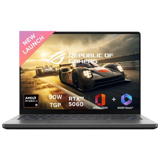 ASUS ROG Zephyrus G14,AMD Ryzen 9 270, Gaming Laptop(RTX 5060-8GB/90W TGP/16GB/1TB/3K OLED/14/120Hz/73WHrs/Windows 11/M365 Basic (1Year)*/Office Home 2024/Eclipse Gray/1.5 Kg) GA403UM-QS007WS
