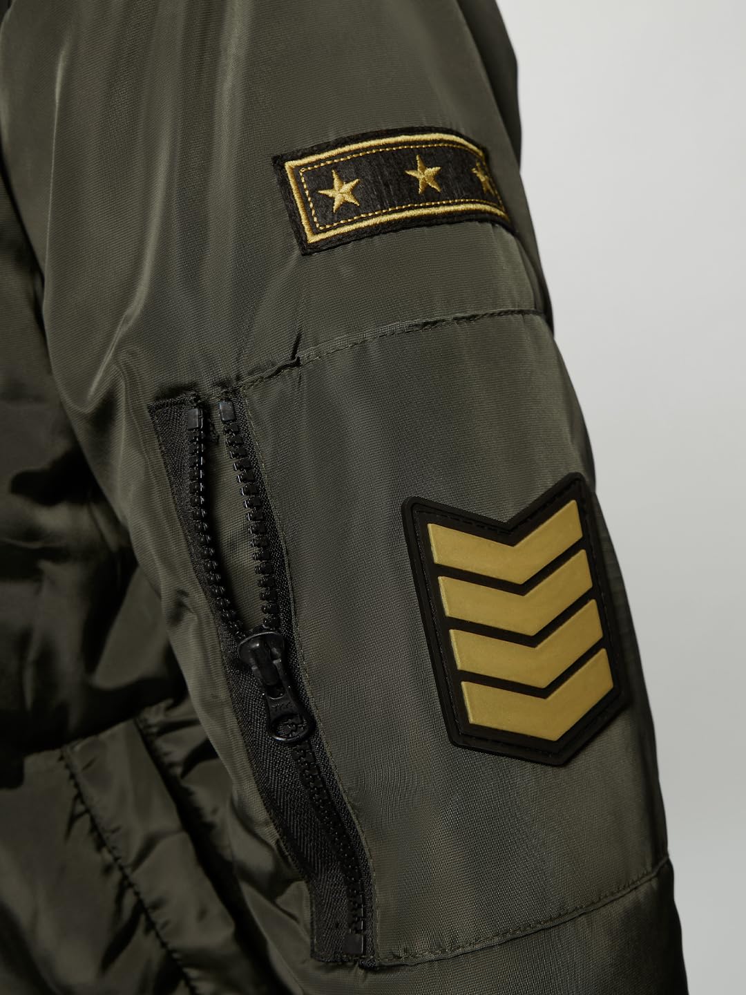 The Souled Store Bomber Jacket : Souled Army Men and Boys Long Sleeve Polyester Puffer Jackets