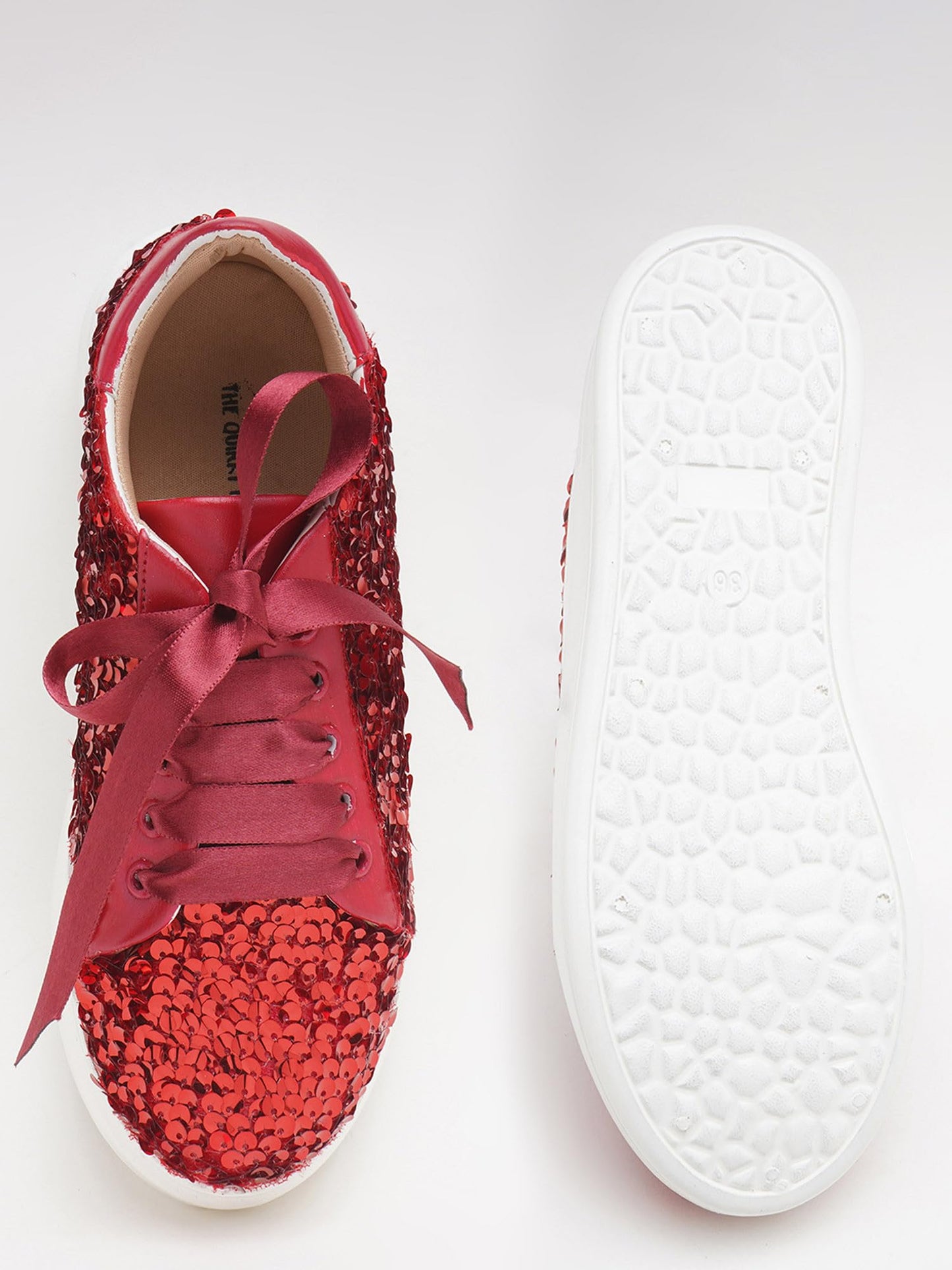 THE QUIRKY NAARI Ruby Crush Sequin Sneakers in Blazing Red | Red