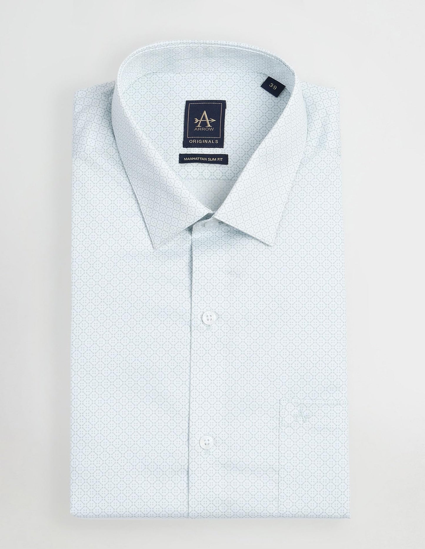 Arrow Slim Fit Twill Printed Shirt_ARAJSH0747_40 Light Green