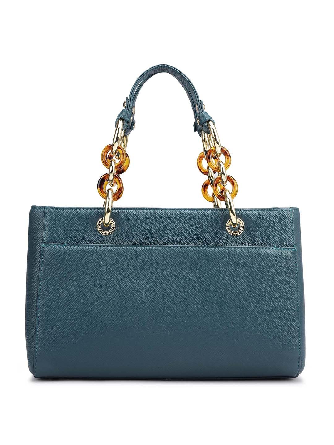 Da Milano Genuine Leather Blue Satchel (00706C) (Small)