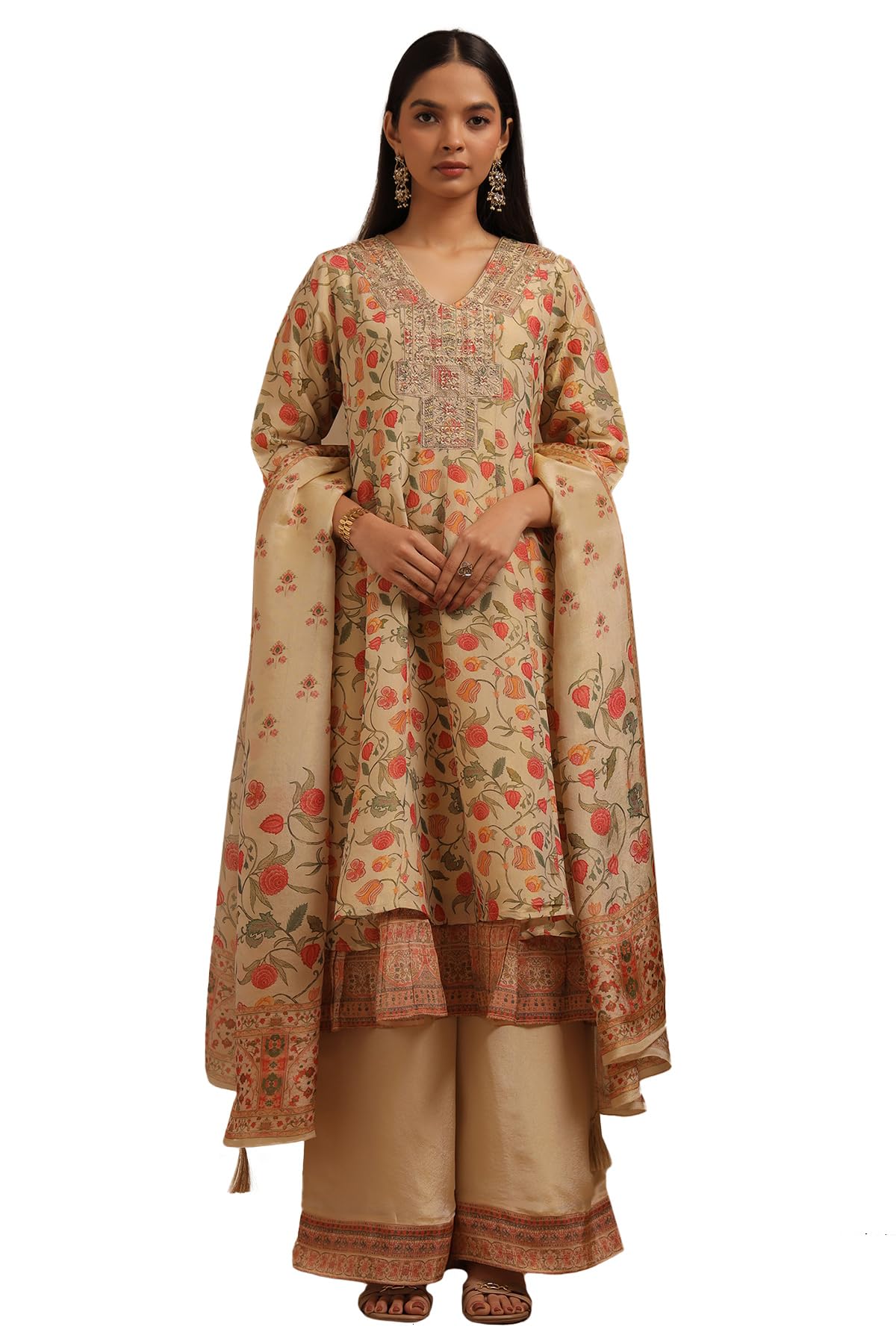 Soch Womens Tissue Floral Print Suit Set With Zari