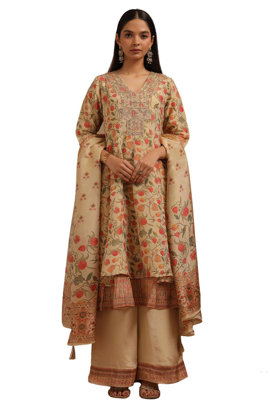 Soch Womens Tissue Floral Print Suit Set With Zari