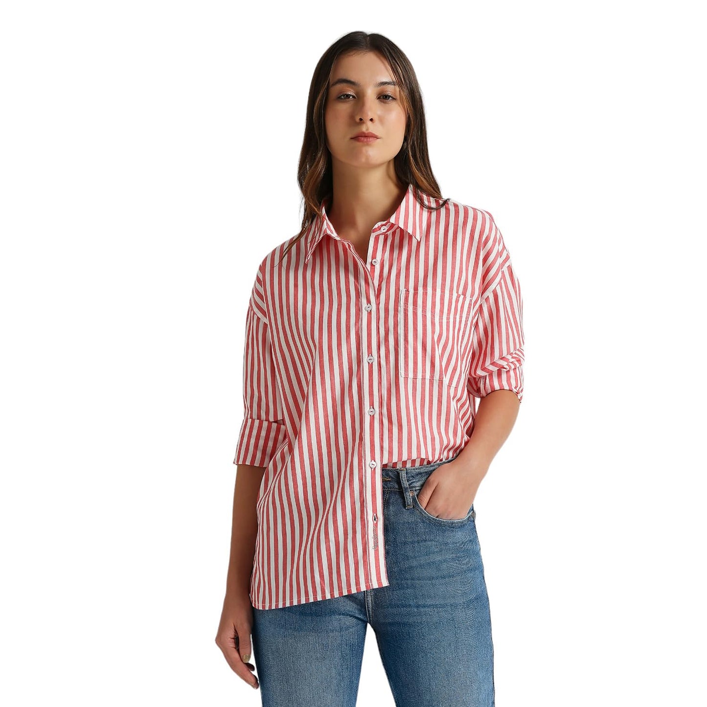 Pepe Jeans Women's Striped Oversized Fit Shirt