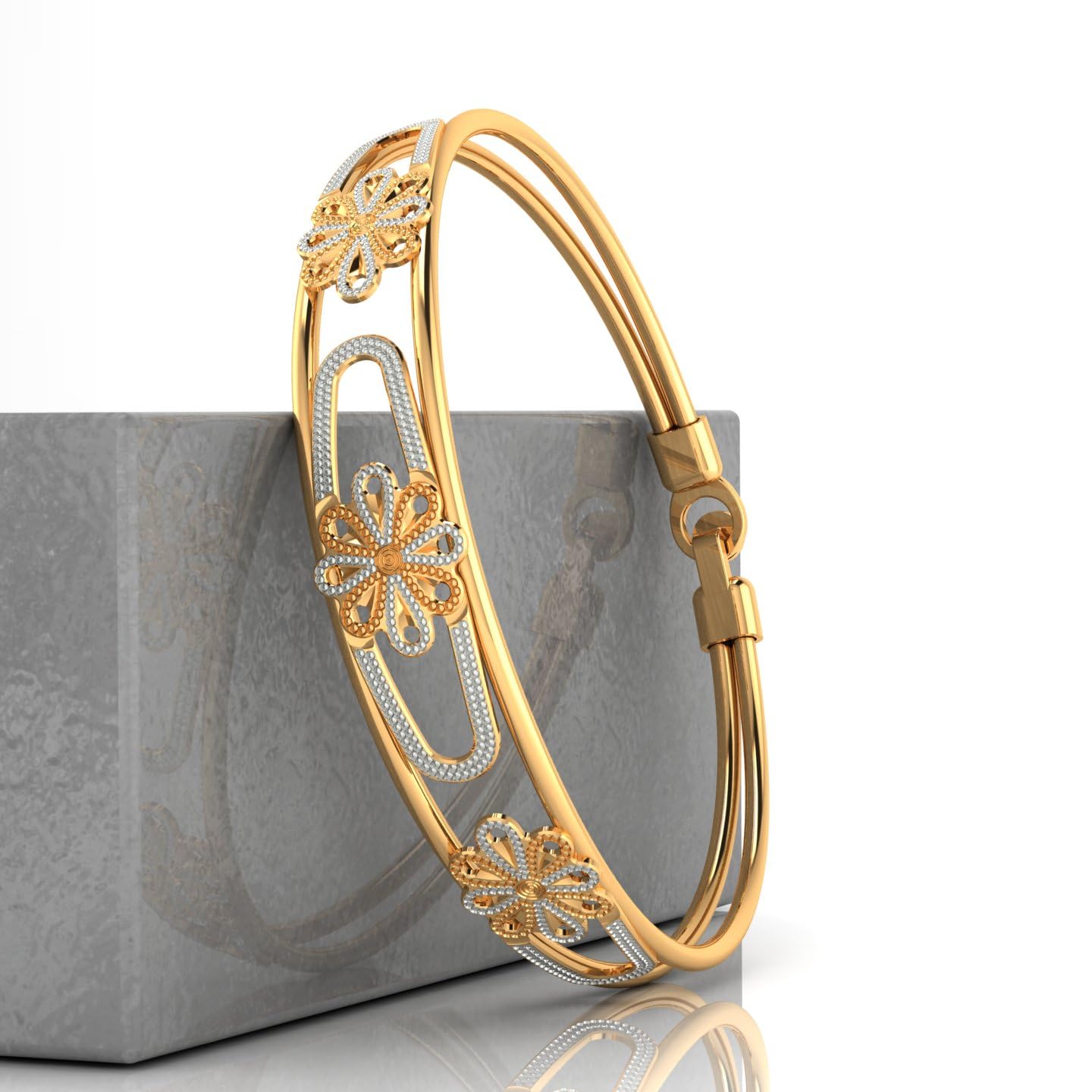 CYGNI BANGLES Womens Luxury Bracelets 18kt Yellow Gold Gold Plated CNC Bracelet for Women Traditional Design Froming Jewelry (LF-Yellow-05)