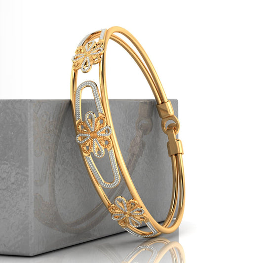 CYGNI BANGLES Womens Luxury Bracelets 18kt Yellow Gold Gold Plated CNC Bracelet for Women Traditional Design Froming Jewelry (LF-Yellow-05)