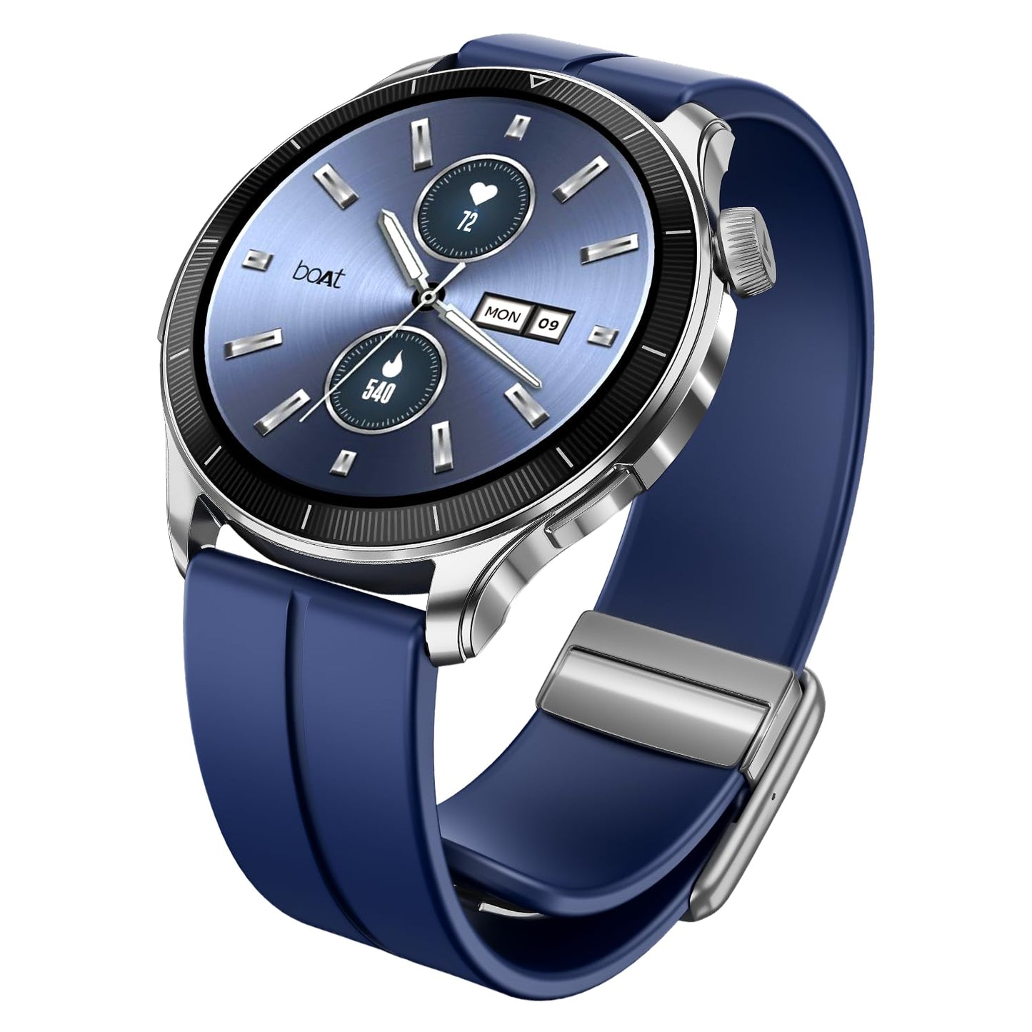 Boat Chrome Eon, 1.43” (3.63 cm) AMOLED Display, AI Coach Health Insights,Advanced S1 Processor,Auto Heart Rate, HRV,VO2 Max, Stress, TBT Navigation, IP68, Smart Watch for Men & Women (Sterling Blue)