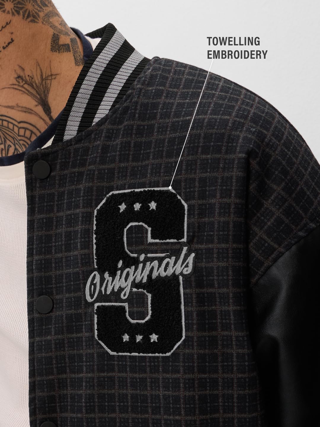 The Souled Store Flannel Varsity : Urban Arcade Men and Boys Long Sleeve Button Front Multicolor Graphic Printed Oversized Fit Varsity Jackets