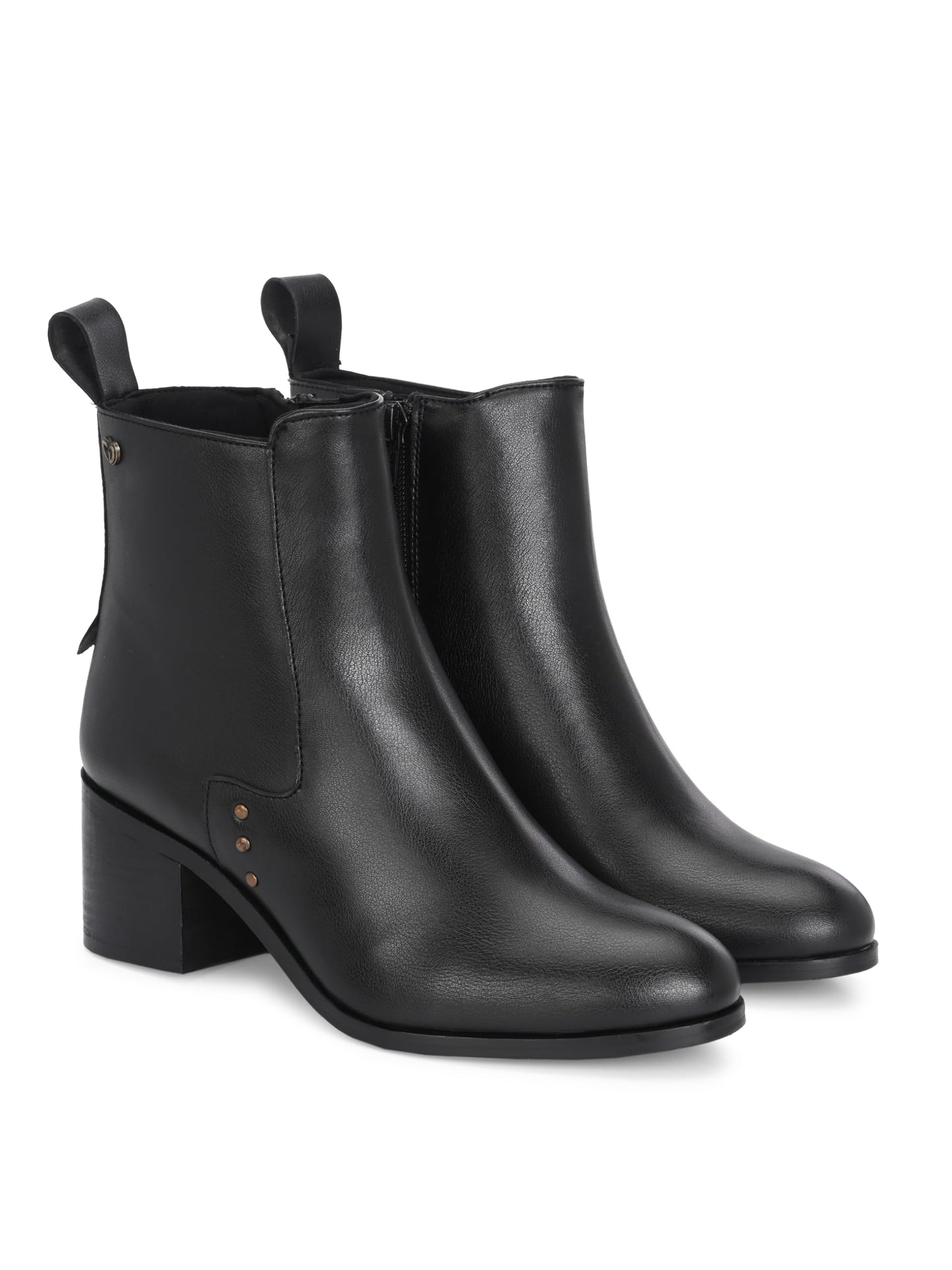 Delize Black women mid heel ankle boots 67241-36