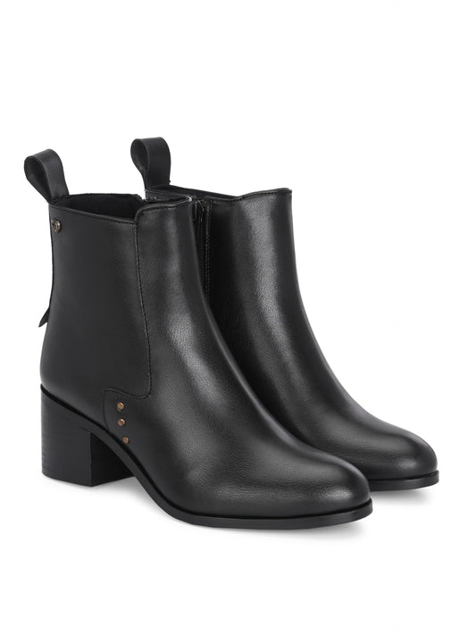 Delize Black women mid heel ankle boots 67241-36