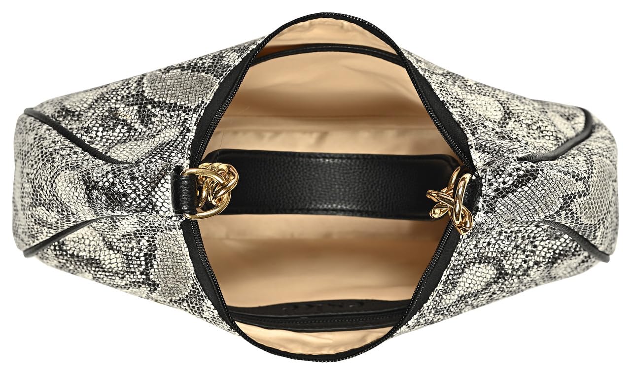 eske Ryanne, the Hobo Shoulder Bag | Python-Textured Vegan Leather | Stylish Chain Strap | Zip Closure with External Pocket | 1 Main Compartment + 3 Interior Pockets | Trendy Compact Purse
