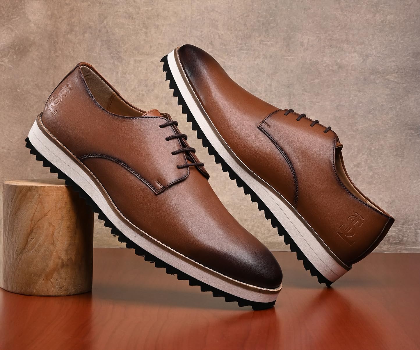 LOUIS STITCH Tan Casual Shoes for Men | Ultra Lightweight and Comfortable | Cushioned Footbed Men’s Derbys | LSMX-PLTN |