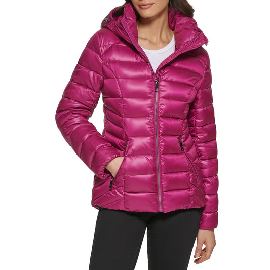 GUESS Women's Mid-Weight Hooded Jacket, Magenta, S